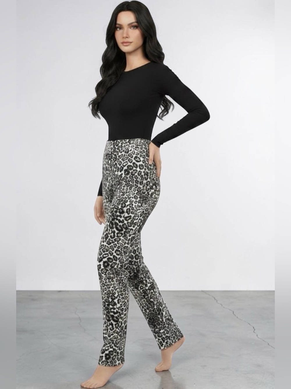 New York & Company Black and White Leopard Print Straight-Leg Pants Size M - NWT